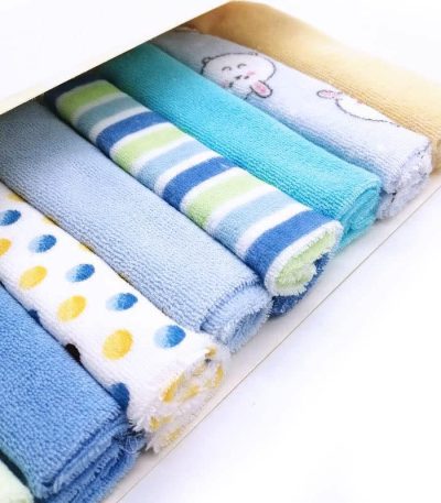 Cotton Baby Wash Cloth Towel - 8pcs (Random Color Pack)
