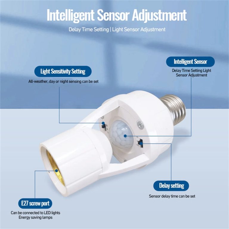 PIR Motion Sensor LED Bulb Holder , Auto On/Off Light Control Sensor