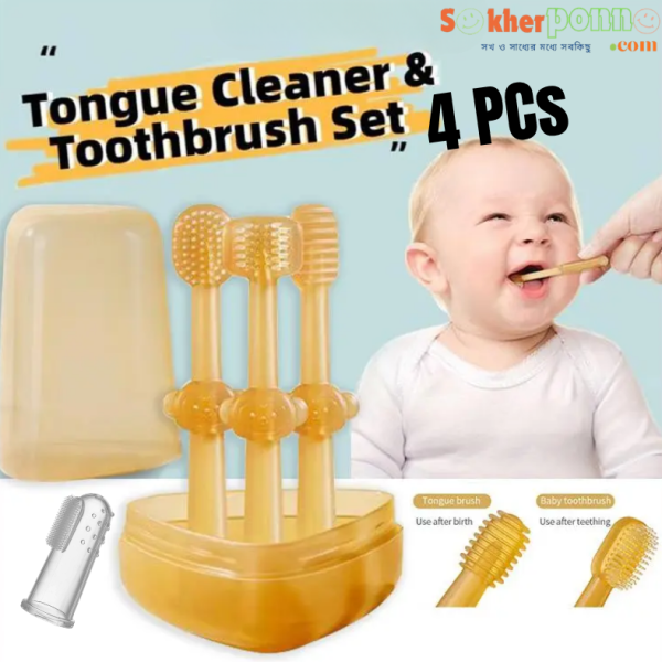 Tongue Cleaner & Toothbrush set-4PCs
